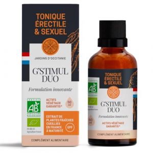 G'STIMUL DUO - Tonique érectile et sexuel - Ginseng rouge Français - Tonifiant sexuel - Tonique et stimulant naturel - Energie et endurance (Laboratoire FGnutra, neuf)