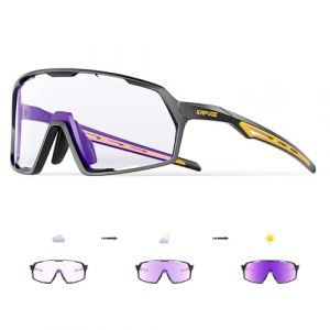 KAPVOE Lunette de Cyclisme Photochromique Homme Lunette V&eacute;lo Route TR90 Cadre Lunette VTT Femme Transparente Lunette Cycliste Protection UV400 Lunette de Soleil Sport Pour Running Course Conduite (kapvoe, neuf)