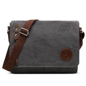 DORRISO Sacs Bandouli&egrave;re pour Homme, Anti-vol Sac Messager, Sacs Besace Homme pour Travail Voyage Quotidien Sport &Eacute;cole, Capacit&eacute; Adapt&eacute;e PC Portable 14.0 inch, Toile Sacoche Bandouliere Gris (Pajaso Design1, neuf)