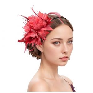 Chapeau bibi vintage pour femme - Voile de mariée - Accessoire de cheveux - Plume - Voile - Banquet - Chapeau en maille - Barrettes à cheveux élégantes - Pour carnaval, cocktail, thé (Woybda, neuf)