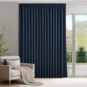 Deconovo Rideaux Occultants Isolant Thermique Anti Froid, Rideaux pour Salon et Chambre, Design Moderne Galon Fronceur, 300x245 CM (Largeur x Hauteur), Bleu Marine, 1 Pi&egrave;ces (Deconovo-Home, neuf)