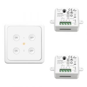 LoraTap Kit Interrupteur Mural Sans Fil, 1 Commande + 2 R&eacute;cepteurs Radio 868Mhz, Port&eacute;e 200M, Va et Vient, Commutateur &agrave; Distance, T&eacute;l&eacute;commande ON/OFF Pour Eclairage Lampe (Smart LT, neuf)