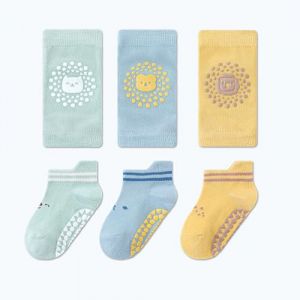 3 Paires genouillere bebe 4 pattes，chaussette antiderapante bebe，genouillere bebe，protege genoux，renfort genoux enfant，genouillère enfant (Pleasant  Decoration Store, neuf)