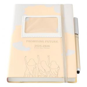 Mljtoyo Agenda académique journalier 2025-2026, format A5, juillet 2025-juin 2026, avec cadre photo, stylo, onglets calendrier, autocollants, 3 signets, poche arrière, papier épais (jaune) (Creative Life EU Store, neuf)