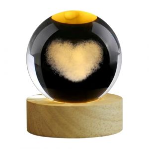 Qaonsciug Lampe artistique rotative en verre avec 70 motifs grav&eacute;s en forme de c&oelig;ur pour tables de chevet, d&eacute;corations de table, veilleuses en forme de boule de cristal (yanhuimadegood, neuf)