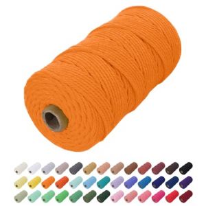 Uiopa Corde Macramé 2mm x 200m, Fil Macramé Coton Corde Coton Naturelle, Ficelle Cordon Macramé Cordelette 2mm pour Tenture Murale, Porte Plante Mural, Rideau, Décoration Bohème (Doré) (XEYUAN, neuf)