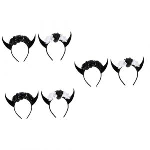 Didiseaon 6 Pièces -tête en corne d'Halloween halloween party goodies halloween bandeau en corne de taureau Bandeau d'Halloween deguisement mexicain bandeau tête de mort et corne Black (Merkowski, neuf)