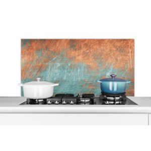 Credence Métal - Rouille - Bronze - Bleu - Abstrait - Structure Fond de hotte 100x50 cm Credence aluminium Plaque inox de cuisine (WallCircle, neuf)