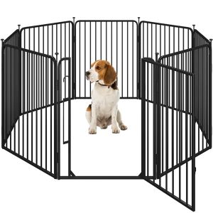 Yaheetech Parc pour Chiens Enclos pour Chiot en 8 Panneaux Cage Chenils Chien de 80 cm de Haut avec Serrure intégrée Fils métalliques renforcés de 8 mm (Yahee365, neuf)