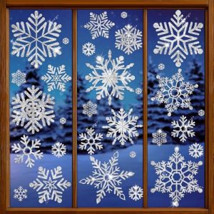 SHUCHING XXL Stickers No&euml;l Fenetre Flocon de Neige Blanc Hiver, Decoration Autocollant No&euml;l Fenetre Flocon de Neige Paillet&eacute;s, &Eacute;lectrostatiques Deco Noel pour Vitrine Magasin (SHUCHING, neuf)