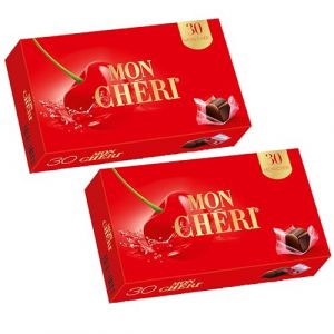 Chocolat Ferrero Mon Chéri - 30 Bouchées - Lot De 2 - Chocolat noir à la liqueur de cerise - un anniversaire, Noël ou simplement pour le plaisir de grignoter (Izotech, neuf)