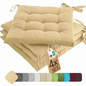 et&eacute;rea Coussin de Chaise de Jardin 40x40 chaises Exterieur Galette de Chaise Coussins int&eacute;rieur 4 Pi&egrave;ces de Coussins 40 x 40 cm Beige (Magita France, neuf)