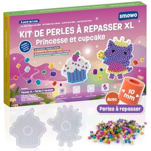 Smowo&reg; Kit de Perles &agrave; Repasser 10 mm Avec Plaques Princesse et Cupcake - Kit Cr&eacute;atif Avec 2 Plaques, Perles et Mod&egrave;les - Grandes Plaques Maxi Pour Enfants D&egrave;s 3 Ans (Smowotion, neuf)
