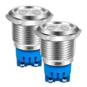 Gebildet 2pcs DC 24V 22mm Étanche IP65 en Acier Inoxydable Rouge Flash LED Alarme 90dB Voyant avec Lampe Buzzer, pour Panneau De Commande Électrique, Projet De Bricolage (Gebildet-FR, neuf)