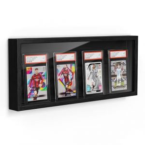 Emfogoo Pr&eacute;sentoir Mural de Cartes, Bois &Eacute;tages Pr&eacute;sentoir &agrave; Cartes &agrave; Collectionner, Transparent HD Cadre D'affichage de la Carte pour Cartes de Baseball de Sport Class&eacute;es Collection Affichage (Noir) (pengyingjiaju, neuf)