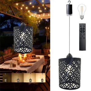 wgzixezn Lampe Suspendue &Agrave; Batterie Suspension Boh&egrave;me Exterieur Intensit&eacute; Variable, Suspension Luminaire Exterieur avec T&eacute;l&eacute;commande Lustre De Jardin pour Tonnelle Pergola Terrasse (ZhiLinChuangDa, neuf)