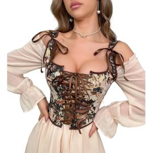HilyBony Bustier vintage &agrave; fleurs pour femmes - Corset de style Renaissance - Shapewear &agrave; porter sous la poitrine, Noir , S (wodege, neuf)