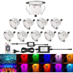 DarisingSun 10 KiT Spots LED Encastrable Extérieur IP67 Spots à Encastrer pour Terrasse Bois Plafond 0.2W~0.5W DC12V lumière Blanc étanche Kit Mini Spot LED Lampe Extérieur RGB (DarisingSun, neuf)