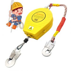 YAOYAOO Dispositif Antichute a Rappel Automatique, Harnais de Sécurité Anti Chute, Stop Chute Automatique avec Crochet Autobloquant, Capacité de Charge:150 kg, Certification CE (Yellow, 3m) (TianTian Liu88, neuf)