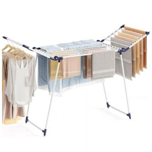 SYKIARIOL &Eacute;tendoir &agrave; Linge Int&eacute;rieur Pliable - S&eacute;choir Extensible Ext&eacute;rieur sur Pied - Tancarville 17m Surface d'&eacute;tendage - Ailes Hautes - Structure en Acier &Eacute;pais Robuste - Blanc (SYKIARIOL, neuf)
