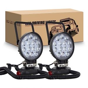 RIGIDON 2Pcs 4 pouces 10cm 42W phare de travail led aimant&eacute;, rond feux de travail, 12V 24V lampe de travail led avec base magn&eacute;tique pour offroad Voiture camions SUV 4x4 tracteur, 6000K Led spotlights (JIANDAO, neuf)