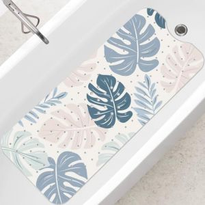 SHUCHING Boho Tapis de Bain Antidérapant, Tapis Antidérapant Baignoire 100 X 40 cm, Bohême Tapis de Douche Antidérapant, 100% sans BPA et Lavable en Machine, Feuille (SHUCHING, neuf)