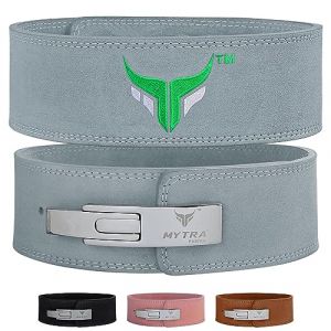 Mytra Fusion ceinture musculation 100% Cuir V&eacute;ritable ceinture leste musculation Blanc Levier, ceinture de musculation Powerlifting ceinture musculation homme and femme (Grey, M) (farabi sports, neuf)