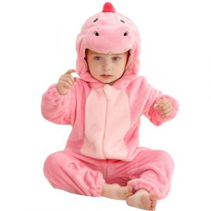 HAHASHOW B&eacute;B&eacute; d'hiver Grenouill&egrave;res Combinaison, Unisexe Animal Barboteuses Manteau &agrave; Capuche, Enfants Flanelle Pyjama Jumpsuit pour Gar&ccedil;on et Fille 18-24 Mois, Rose (BabyHome Supply, neuf)