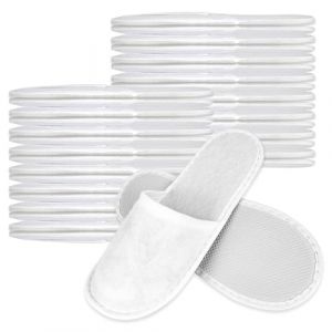 Junrvivy Lot de 20 paires de pantoufles d'hôtel - Pantoufles jetables en tissu éponge - Confortables - Antidérapantes - Semelle de 5 mm - Pour chambre d'hôtel - Spa - Pour chambre d'amis - Blanc (AQiyun888, neuf)