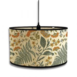Morbuy Abat-Jour Florale Vintage en Bambou, Diamètre 30cm Abat-Jour de Rechange pour Décoration Hôtel Maison, Lampe de Chevet, Lampe de Table, Lampadaire, Lampe de Plafond (Fleur Jaune) (Morbuy, neuf)
