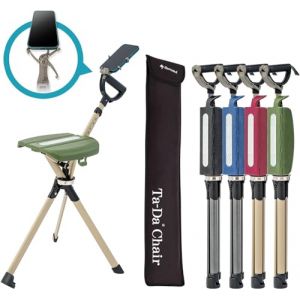 Ta-Da Chair Série 2 Pro - Canne de Marche avec siège, Cadre léger en Aluminium, Tabouret Pliable Robuste (jusqu'à 136 kg), Facile à Plier, idéal pour la randonnée et l'extérieur - Vert, Ajustable (STEP2GOLD, neuf)