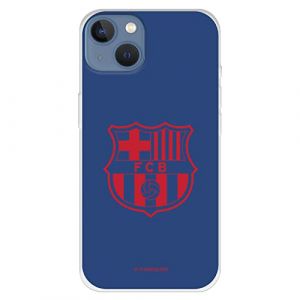 Coque pour iPhone 13 du FC Barcelone avec écusson rouge fond bleu pour protéger votre téléphone. Coque en silicone souple avec licence officielle FC Barcelone (La Casa de Las Carcasas, neuf)