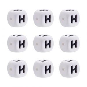 FASHEWELRY Lot de 10 perles d'espacement en silicone avec lettre H de 12 mm pour fabrication de bracelets, colliers, boucles d'oreilles, bijoux avec trou de 2 mm (Biyun Jewelry EU, neuf)