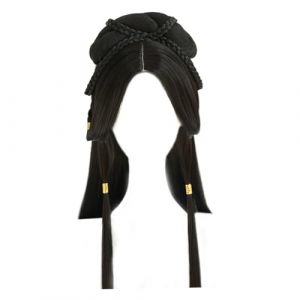 Perruque asiatique, tenue chinoise pour femme traditionnelle tressée noire longue Hanfus perruque synthétique asiatique cosplay costume chinois pour filles et femmes, costume (yunchengshiyanhuquxiongxueshangmaoyouxiangongsi, neuf)