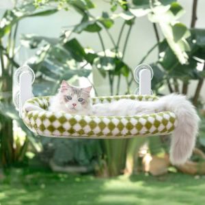 GUUSII HOME Hamac Chat Fenetre Pliable Panier Perchoir Suspendu Lit pour Petite et Grande Chats Ventouse Support Transat Etagere Coussin Chaise Interieur Tapis Réversible 54 * 30cm (Vert, M) (GUUSII HOME, neuf)