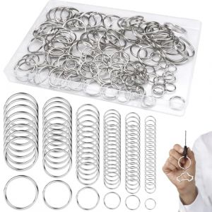 120 Pièces Anneaux Porte Clé, Anneaux Brisés en Acier Inoxydable, 12mm/15mm/20mm/25mm/28mm/30mm Attache Porte Clé Argenté, pour Clé de Clés, Colliers, Boucles, d'Oreilles Ornements, Lanières (Shenzhen Sanhuan Recycling Technology Co Ltd, neuf)