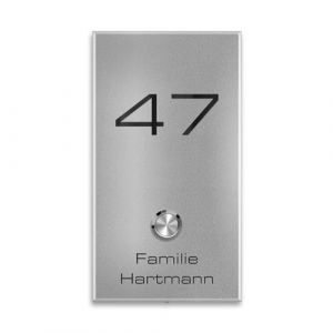 Metzler® sonnette sans fil avec bouton inox étanche IP67 et plaque personnalisable couleur aluminium gris RAL 9007 – portée 200 m, montage saillie, design moderne, 10 ans pièces détachées (Metzler GmbH, neuf)