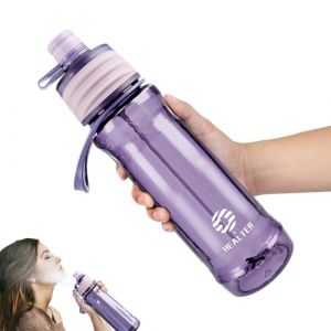 Healter 950ml Gourde Brumisateur eau Visage Brumisateur Rechargeable Bouteille Sport pour Hydratation en Extérieur outeille d'eau de Cyclisme étanche pour Fitness et Sports(Violet) (RockBone, neuf)