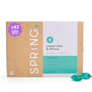 SPRiNG - Lessive Fraîcheur Verte - x42 Capsules - Fraîcheur Longue Durée - Nettoyage Efficace - Parfum Agréable - Formule Clean - Éco-responsable (SPRiNG, neuf)