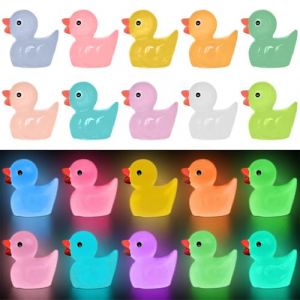 JEYORZY 100 Pieces Mini Canards Lumineux en RéSine, Figurines de Canard Coloré, Mini Canard Décoratif Mignon, pour DIY, Décorations de Fête d'anniversaire, Aménagement de Jardin, Noël, Halloween (Wacicy EU, neuf)