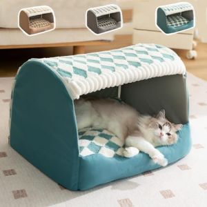 XIUWOUG Maison pour Chien Confortable, lit de chenil Chaud Pliable pour Chien/Chat, Maison intérieure pour Chien/Chat avec Coussin Amovible, Maison pour Chien d'intérieur,Bleu,XL (JOYStory, neuf)