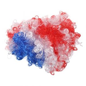 Milisten Postiche Boucl&eacute;e Drapeau National Usa Postiche de Supporteur de Foot Rouge Blanche Bleue Coiffure Festive Duveteuse Taille Unique pour &Eacute;v&eacute;nements Sportifs et D&eacute;guisements (Yolande Yong, neuf)