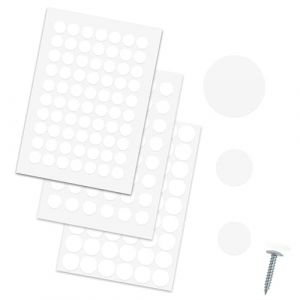 172 Pièces Cache Vis Blanc,12mm/15mm/21mm Cache Vis Adhesif Cache Trou Mur Cache Trou Blanc Capuchons Adhésifs Vis Trou Autocollants pour Armoires,Murales,étagère,Réparations de Meubles (GZSHANXUAN-SHOP, neuf)