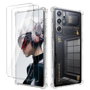 LYZXMY Coque pour ZTE Nubia Red Magic 9 Pro /9 Pro+ Housse Transparente + 2 pièces de Film de Protection en Verre trempé, étui en Silicone Souple TPU Anti-Rayures Anti-Collision Clear Cover (SLMY, neuf)