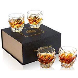 KANARS 4 Pi&egrave;ces Verres &agrave; Whisky, 260 ml Verre a Whiskey en Cristal pour Cognac, Martini, Whisky, Scotch, Belle Bo&icirc;te Cadeau (KANARS Crystal, neuf)