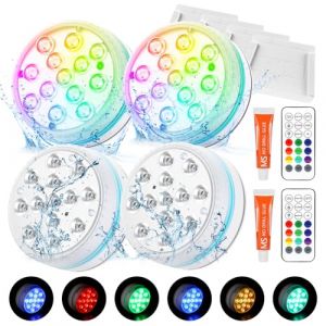 Lumière LED Submersible, 4 Pièce LED Piscine Sous l'eau IP68 Étanche 16 RGB Couleurs,Lampe Piscine avec Télécommande,Lumières de Baignoire Étanche pour Jardin, Piscine, Vase, Aquarium, Décorations (Trans Cargo Success, neuf)