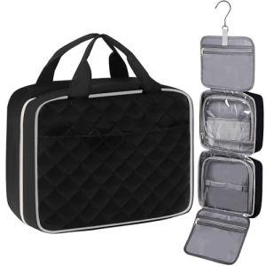 Trousse de Toilette Voyage Femme et Homme,Grande Capacit&eacute; Sac de Toilette Makeup Trousse de Maquillage Sac Cosm&eacute;tique Organisateur avec Crochet (Noir Trousse de Toilette de Voyage, Moyen) (ANPTER, neuf)