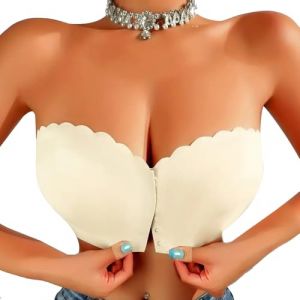 XFSRG Soutien Gorge sans Bretelles Femme Bandeau Attache Devant Soutien Gorge Push up Bretelle Amovible Bra (QR CONSULTING SHOP, neuf)
