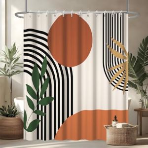 Uiiooazy Rideau Douche Terracotta, Rideau de Douche Anti Moisisusre 180x200cm Tissu Lavable Orange Abstrait Boho Rideaux de Baignoire Boheme Imperm&eacute;able Polyester Rideaux de Bain avec 12 Crochets (dongguibinjingpinxiaodianpu, neuf)