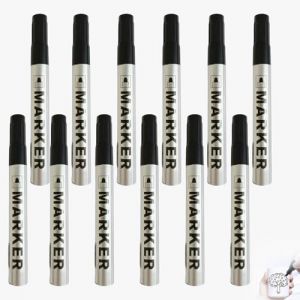 Lot de 12 Marqueur, Marqueurs permanents ind&eacute;l&eacute;biles Pointe 2 mm Fine Feutre Permanent pour Plastique Carton Pierre Bois M&eacute;tal et Verre Id&eacute;al pour Professionnels et Artistes (pochette de 12, noirs) (Wangshacaokeji, neuf)
